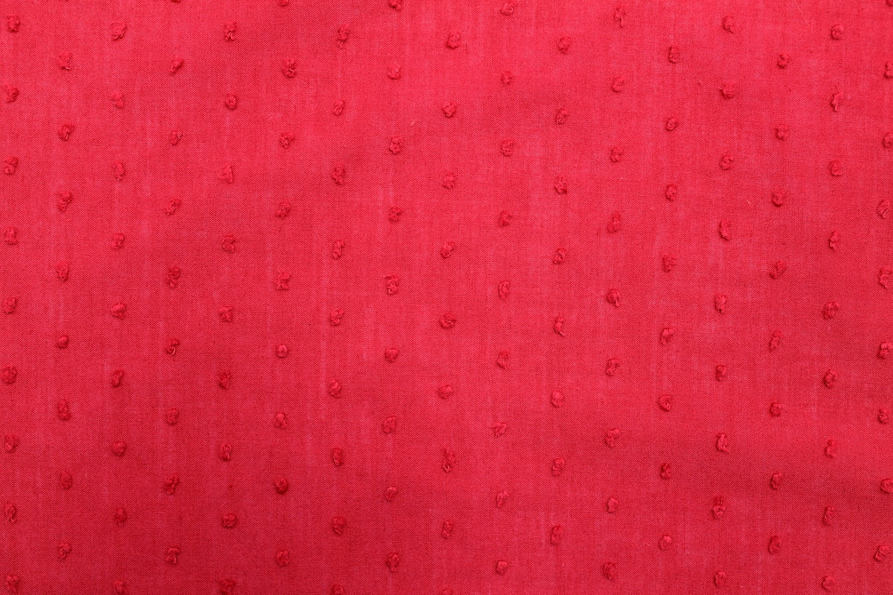 Tissu Voile de Coton Plumetis Rouge