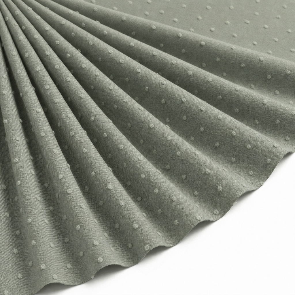 Tissu Voile de Coton Plumetis Vert Kaki