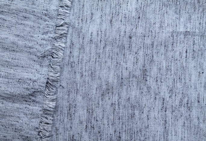 Tissu Voile de Lin Mélangé Chiné Bleu Denim