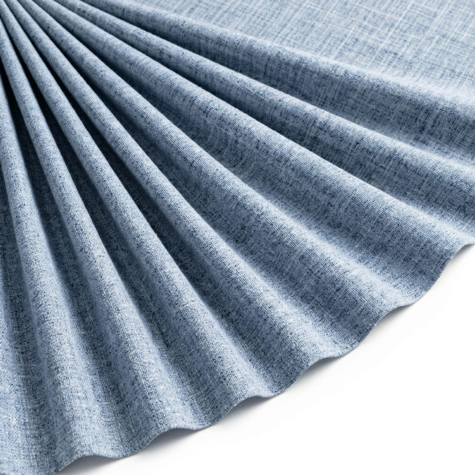 Tissu Voile de Lin Mélangé Chiné Bleu Denim