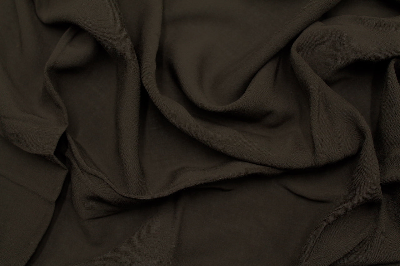 Tissu Voile de Viscose Unie Marron Foncé