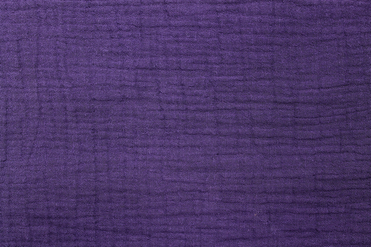 Tissu Double Gaze de Coton Uni Aubergine