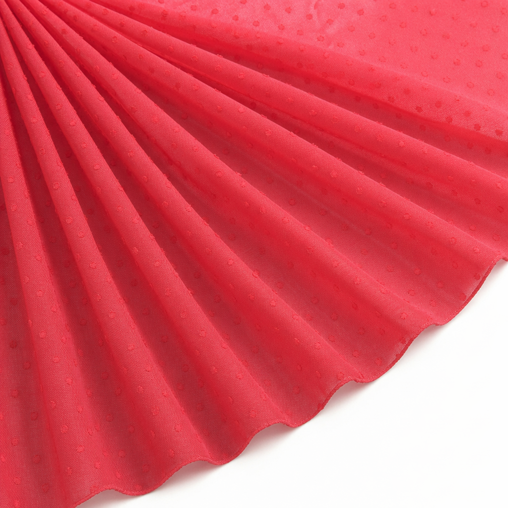 Tissu Mousseline Plumetis Uni Rouge