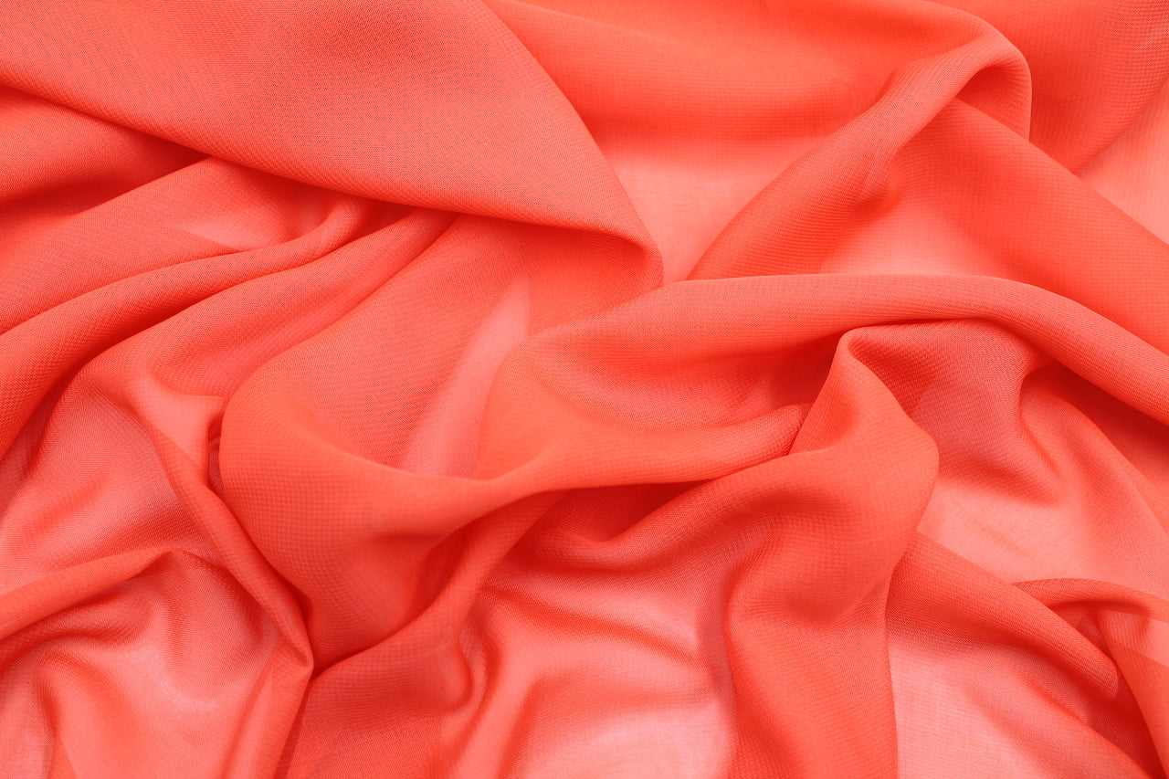 Tissu Mousseline Unie Corail