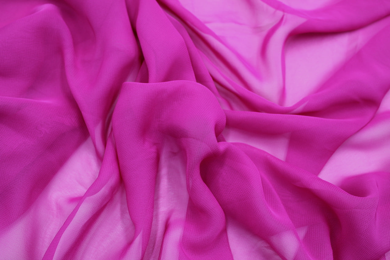 Tissu Mousseline Unie Magenta