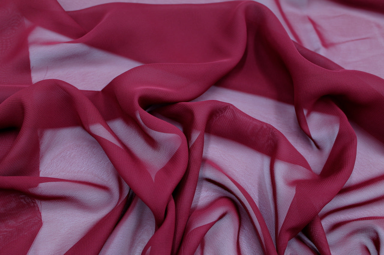Tissu Mousseline Unie Rouge Bordeaux