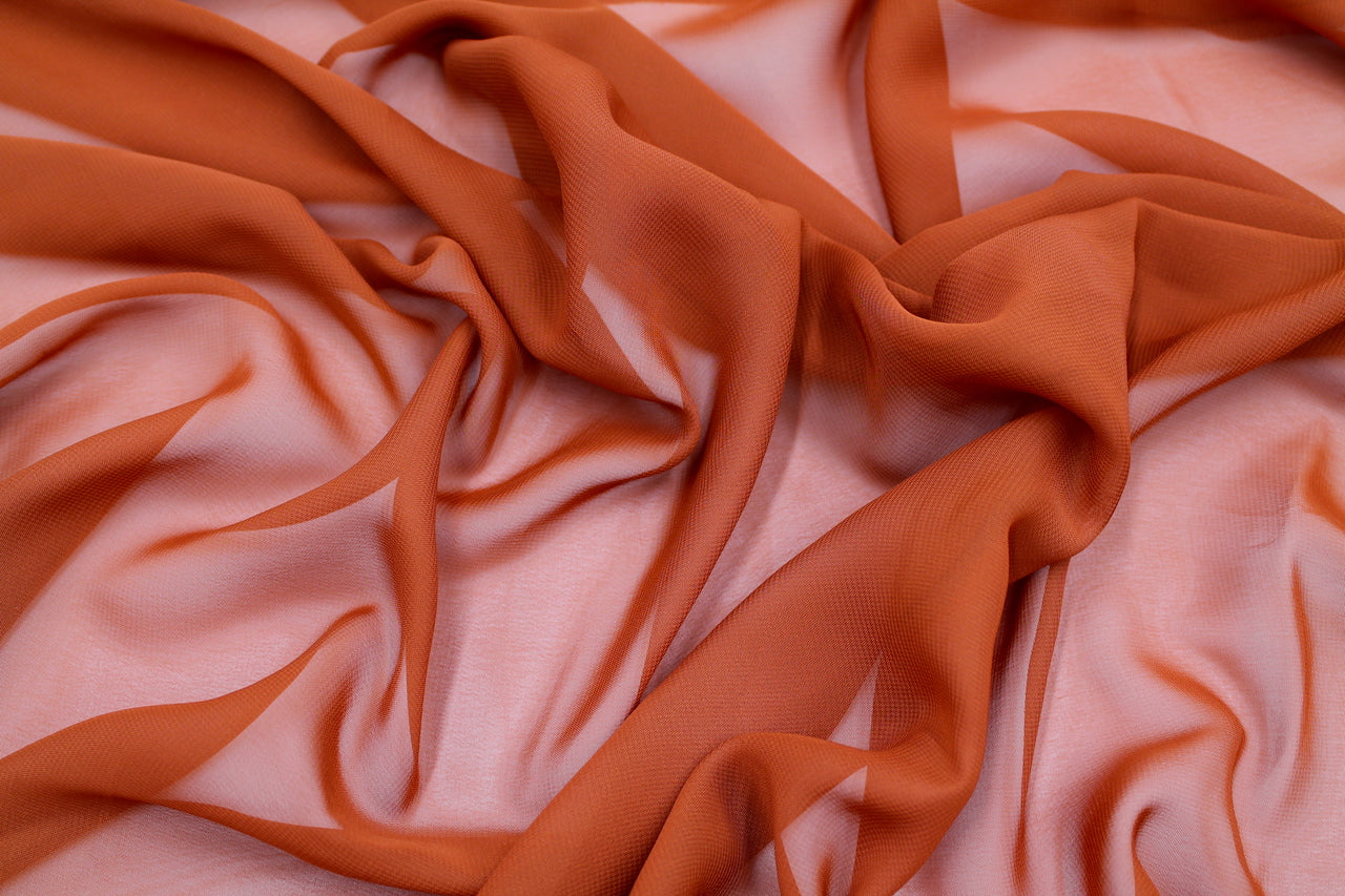 Tissu Mousseline Unie Terracotta
