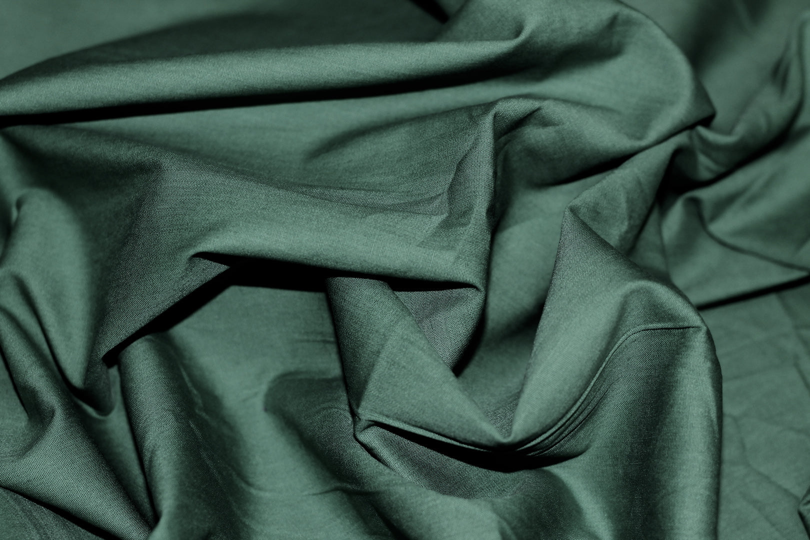 Tissu Popeline de Coton Unie Vert foncé