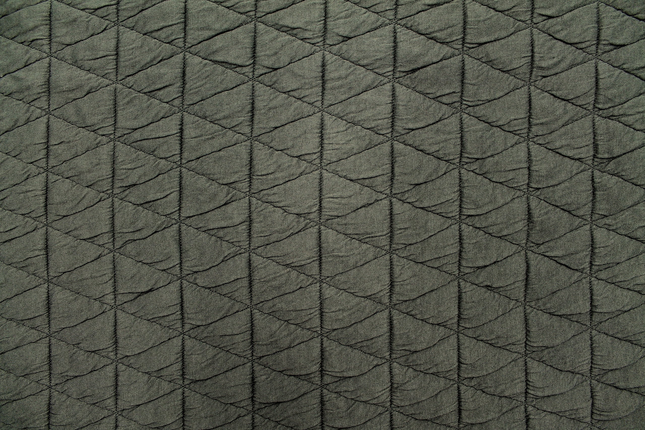 Tissu Jersey Sweat Matelassé Triangles Vert Kaki