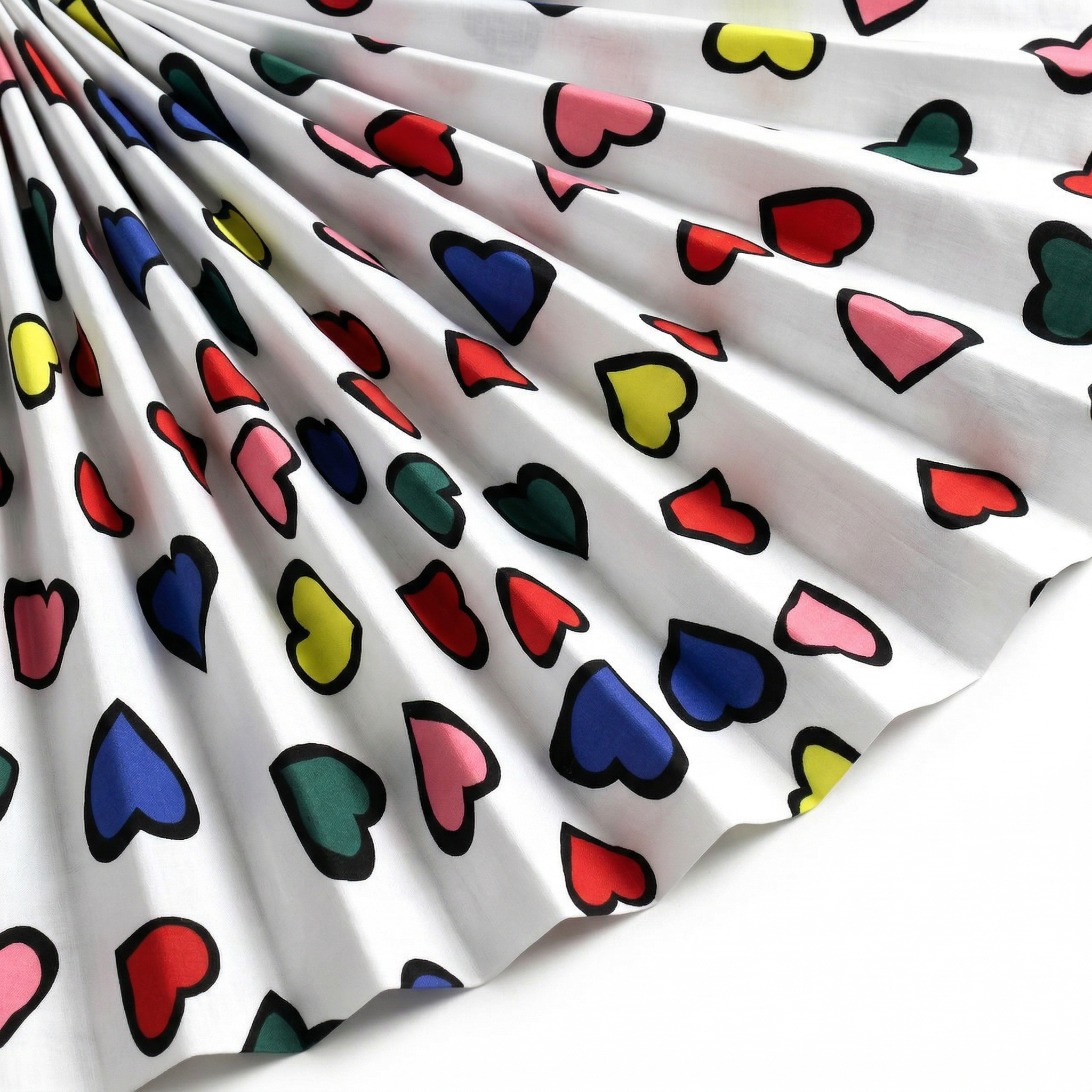 Tissu Popeline de Coton Imprimé Cœur Multicolor