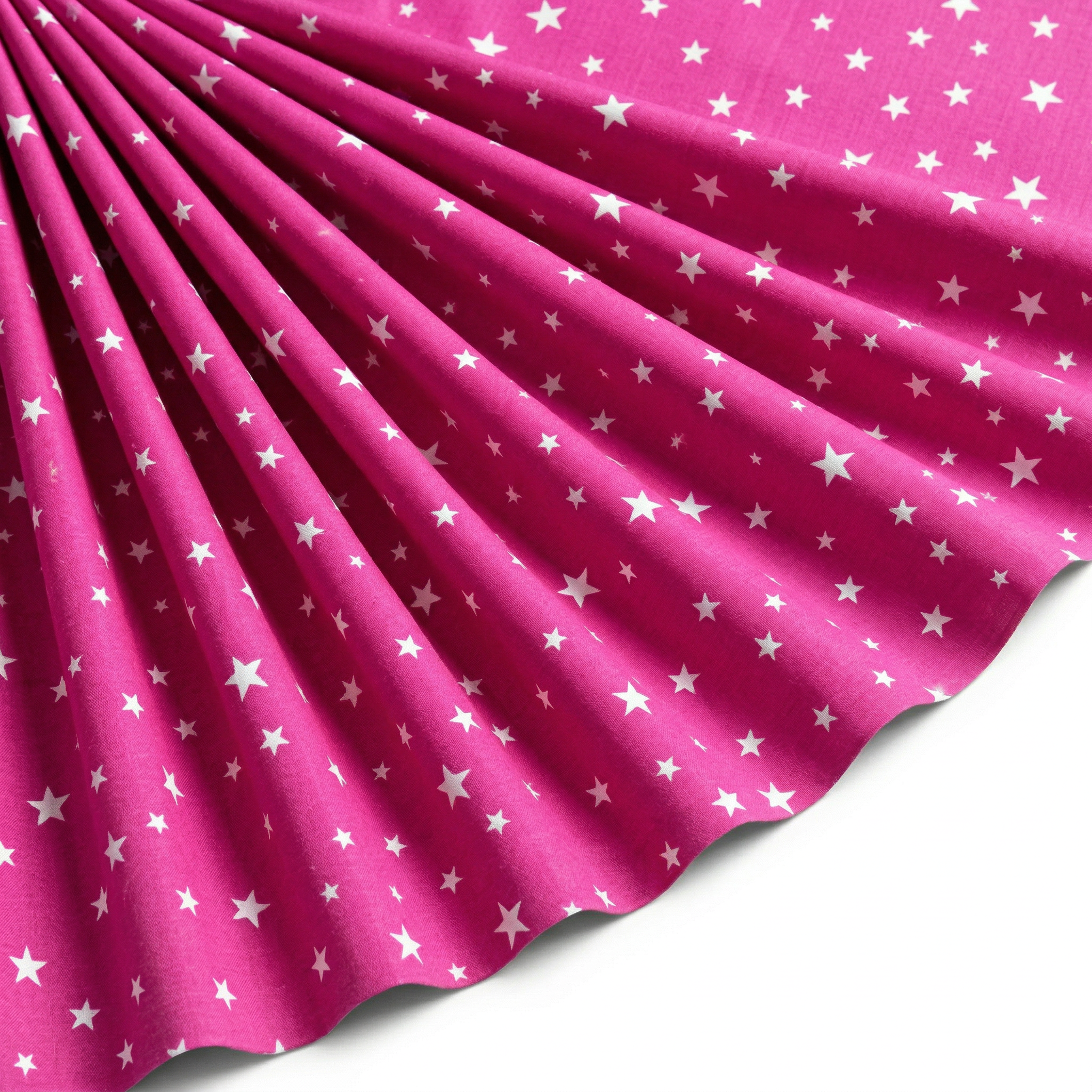 Tissu Popeline de Coton Imprimé Étoiles Fuchsia
