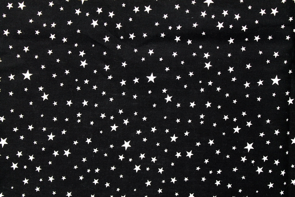 Tissu Popeline de Coton Imprimé Etoiles Noir