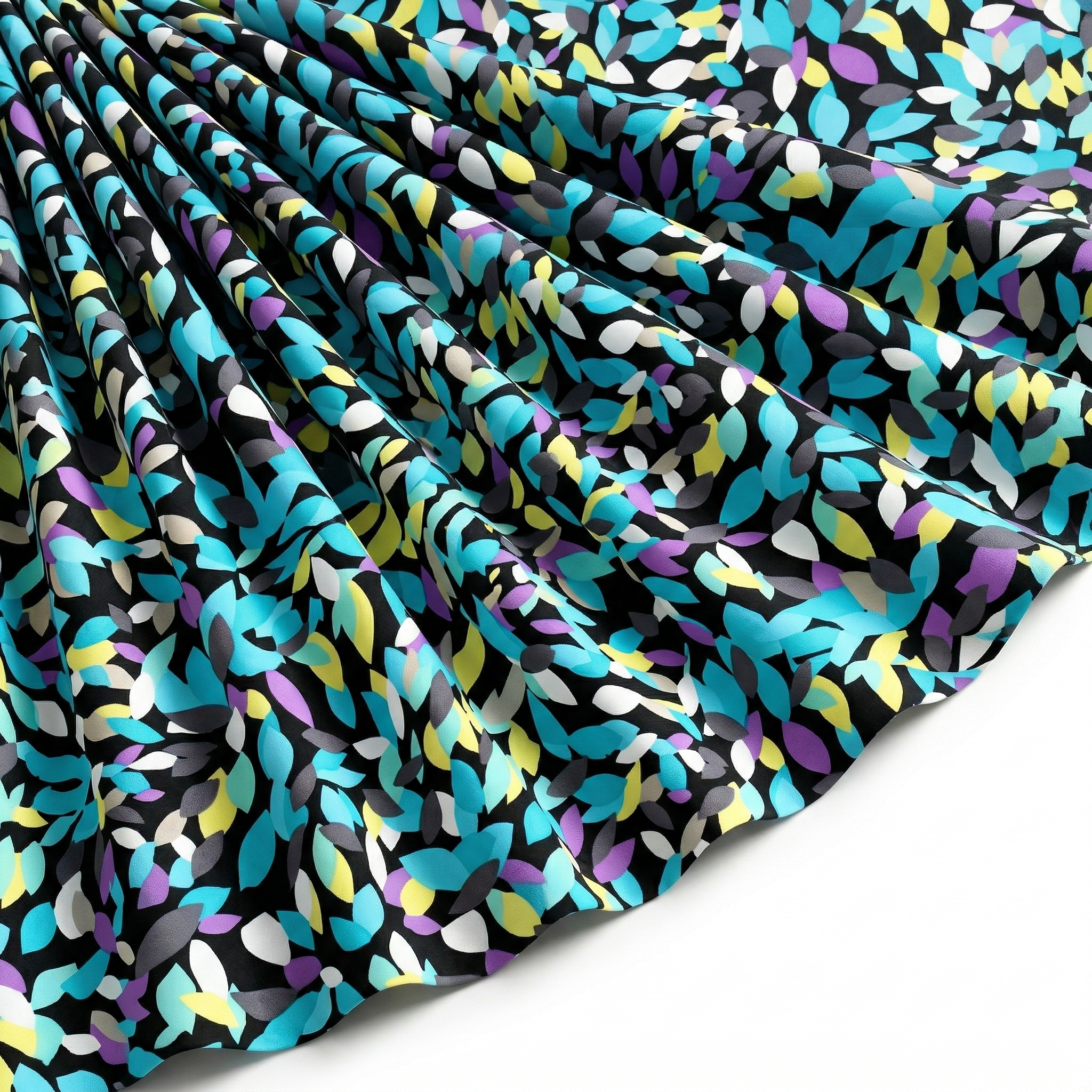 Tissu Popeline de Coton Imprimé Pastilles Turquoise