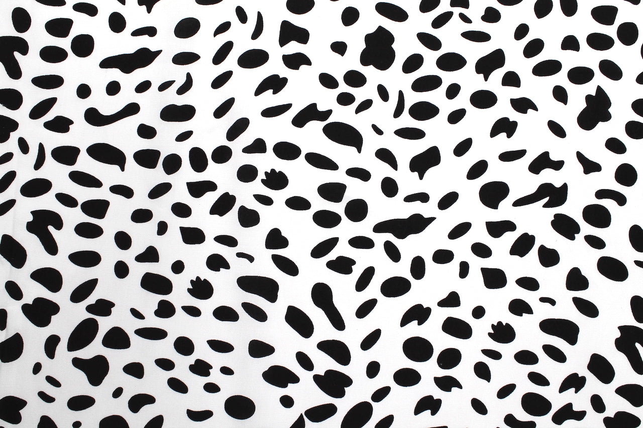 Tissu Popeline de Viscose Imprimé Dalmatien Blanc