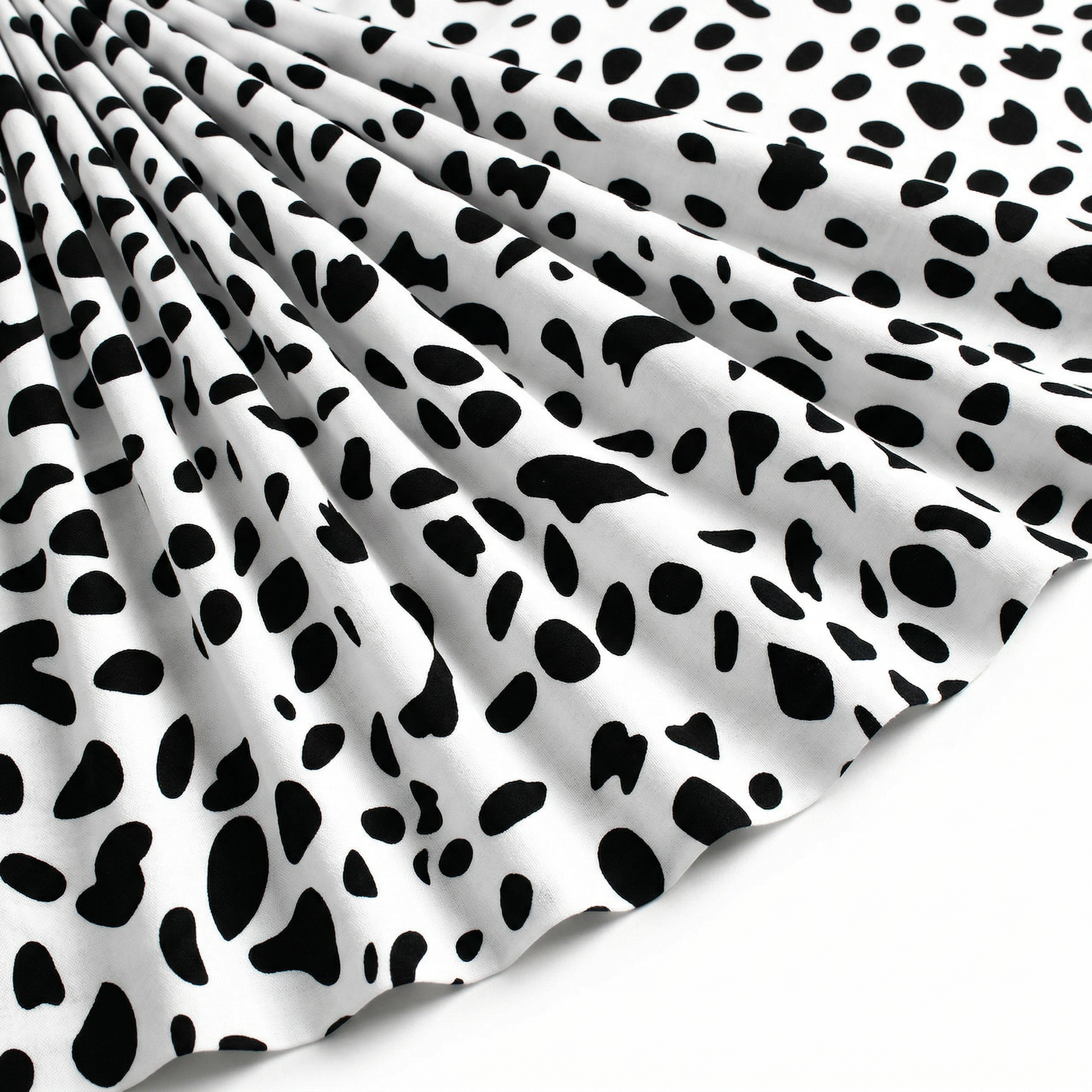 Tissu Popeline de Viscose Imprimé Dalmatien Blanc