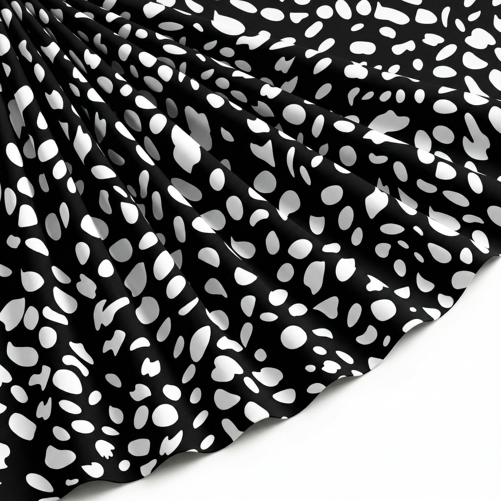 Tissu Popeline de Viscose Imprimé Dalmatien Noir