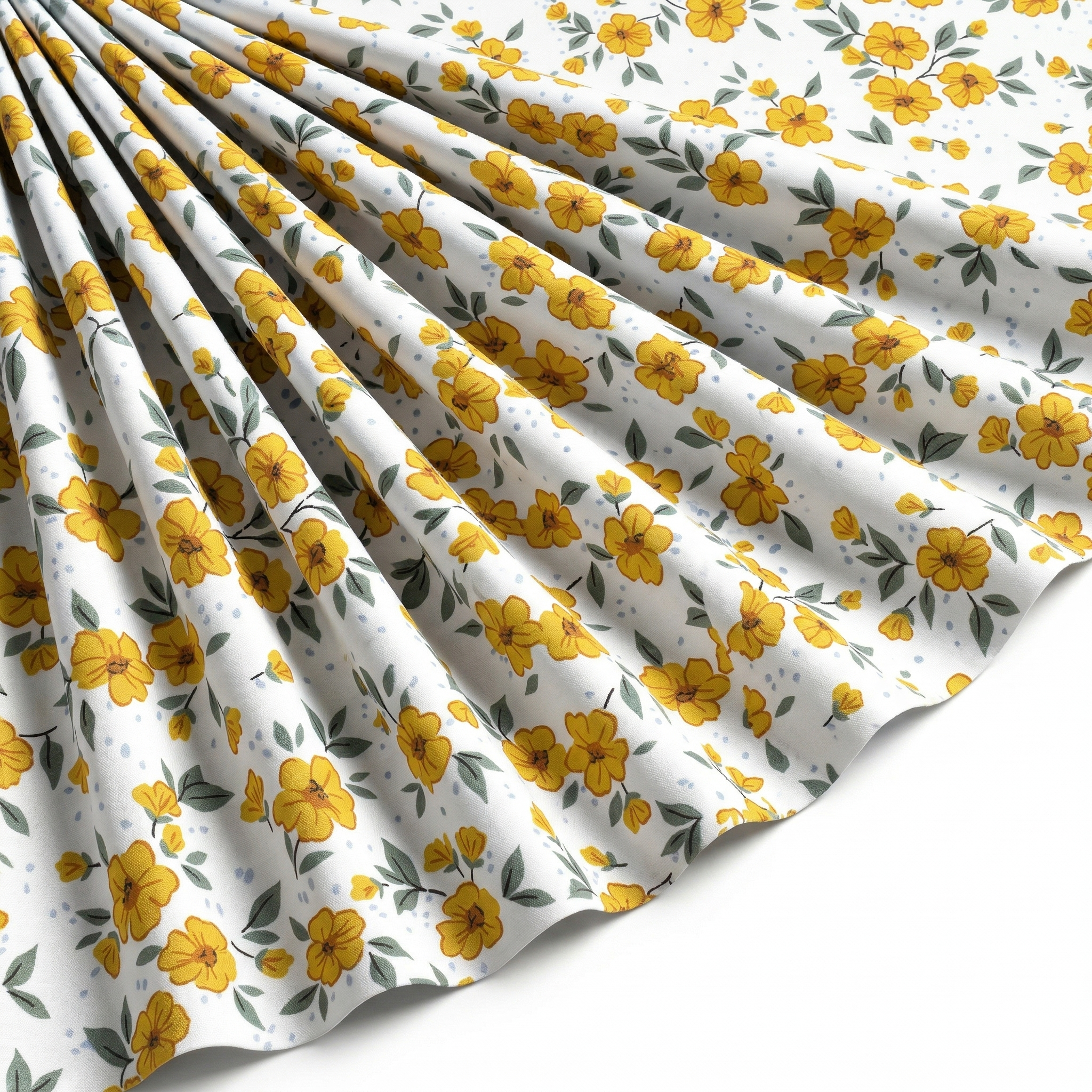 Tissu Popeline de Viscose Imprimé Fleur Délphine Moutarde