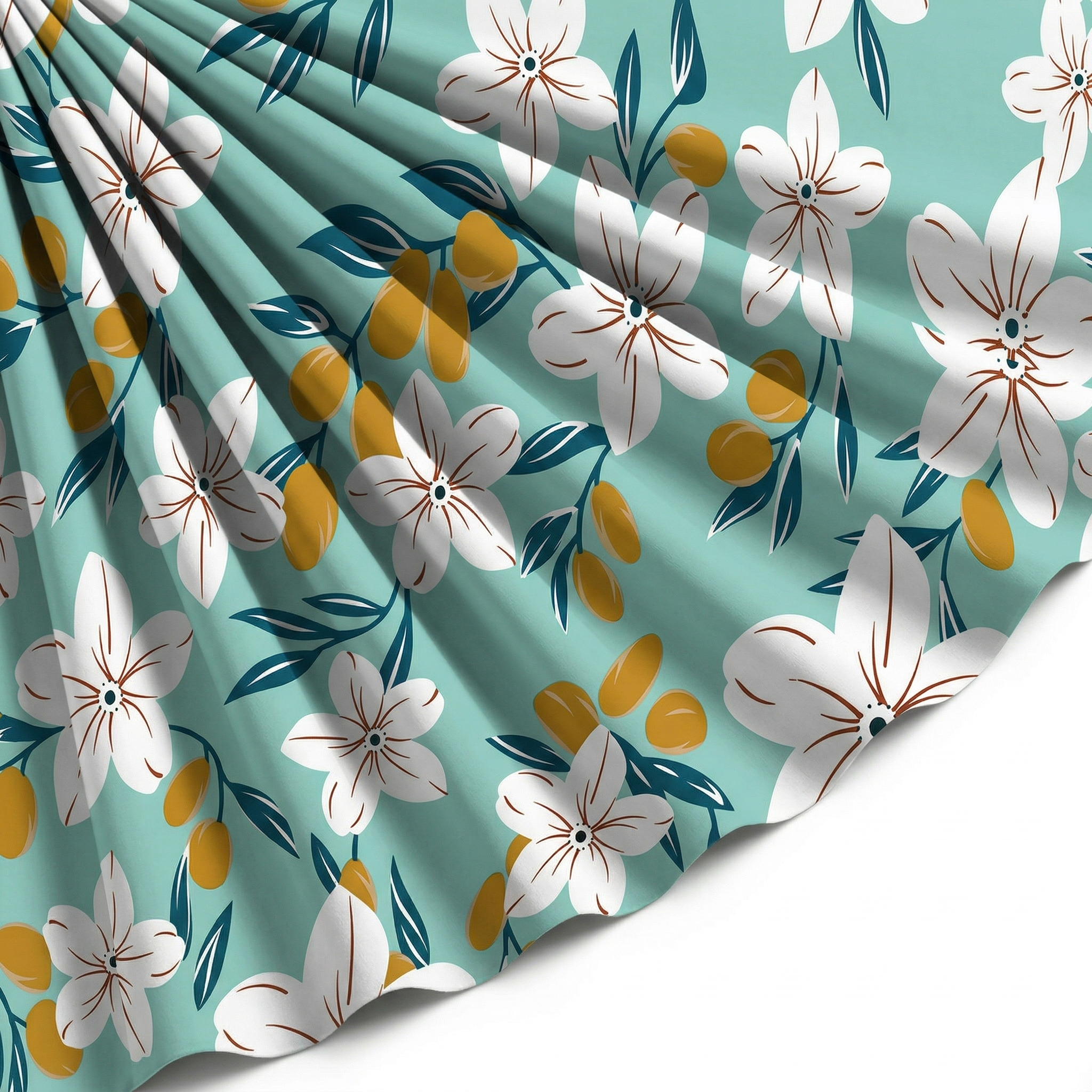Tissu Popeline de Viscose Imprimé Fleur Évy Menthe