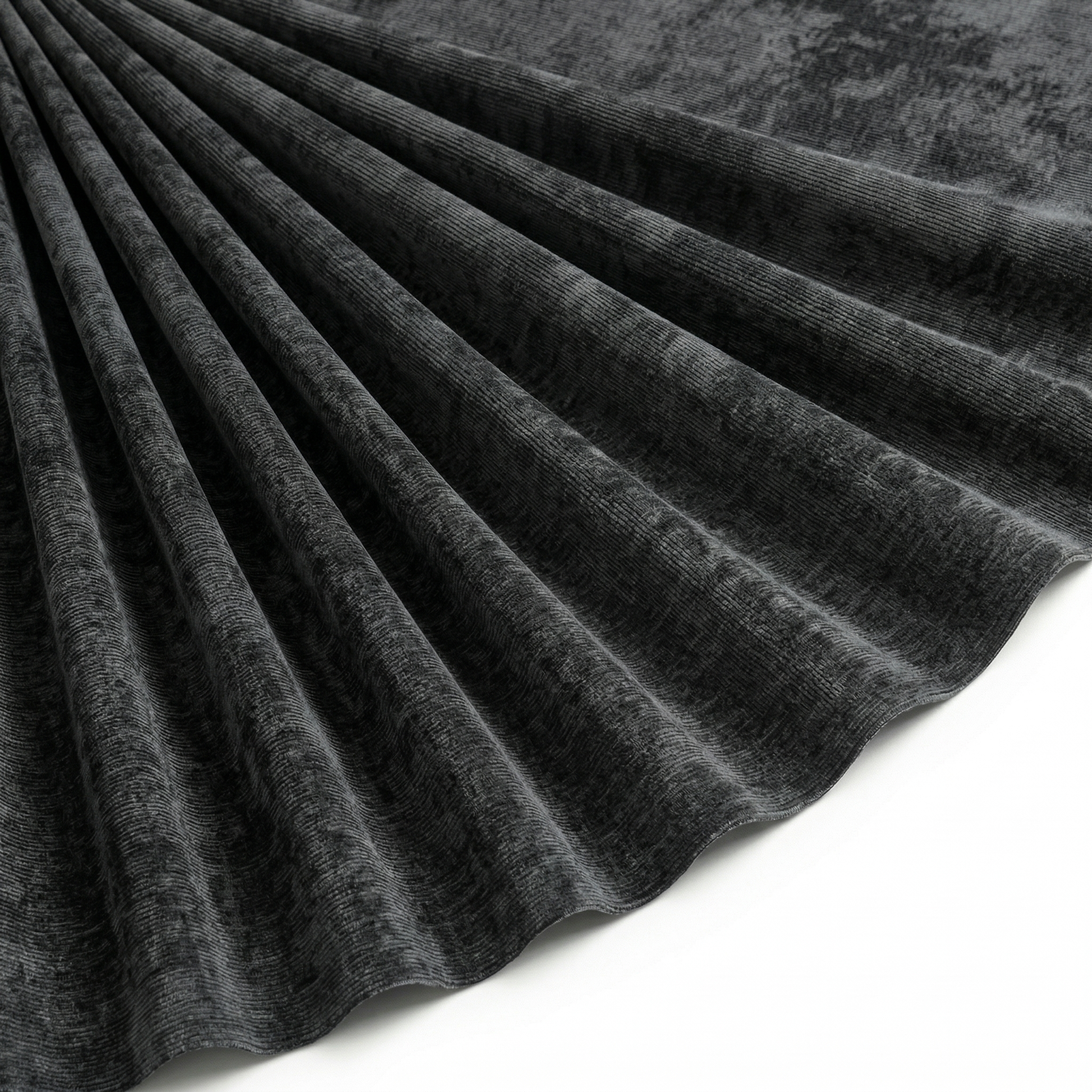 Tissu Velours côtes fines Uni Noir