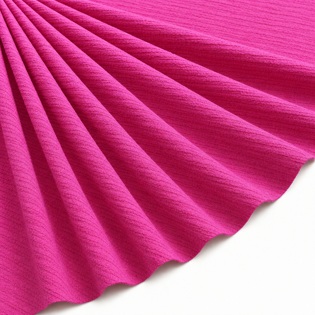 Tissu Viscose Gaufrée Unie Fuchsia