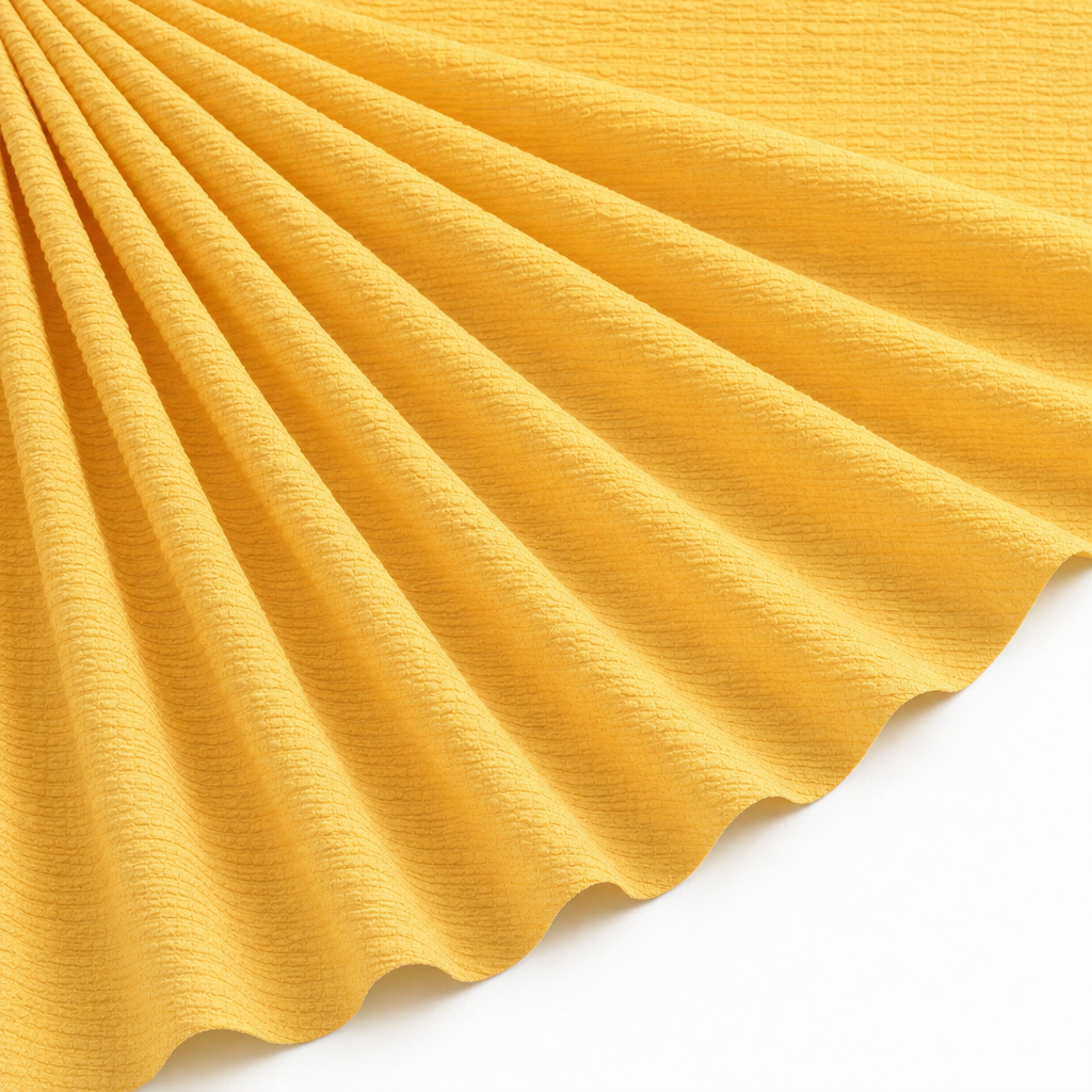 Tissu Viscose Gaufrée Unie Jaune Safran