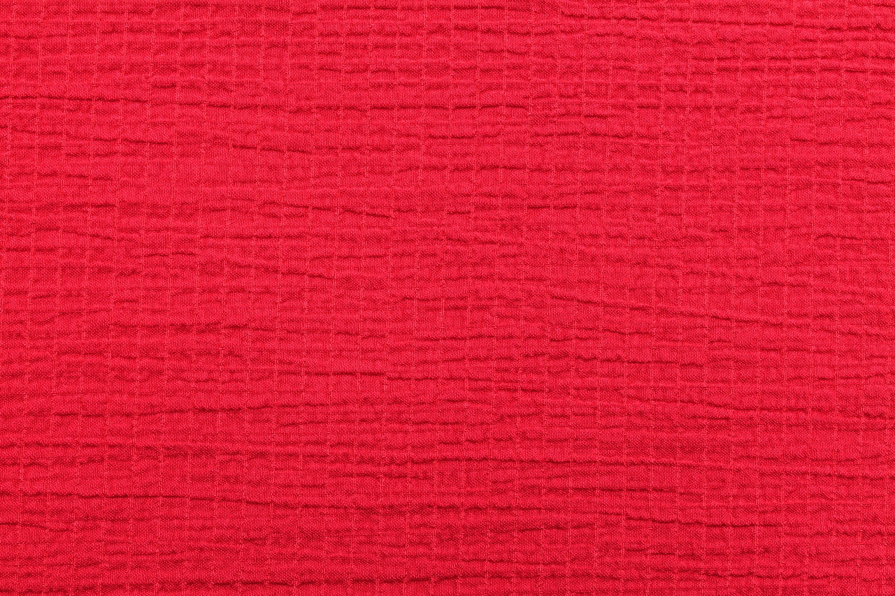Tissu Viscose Gaufrée Unie Rouge