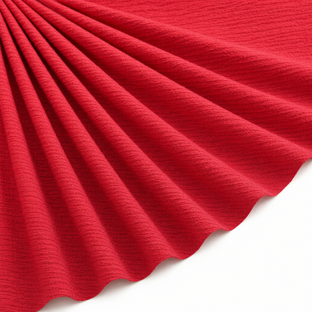 Tissu Viscose Gaufrée Unie Rouge