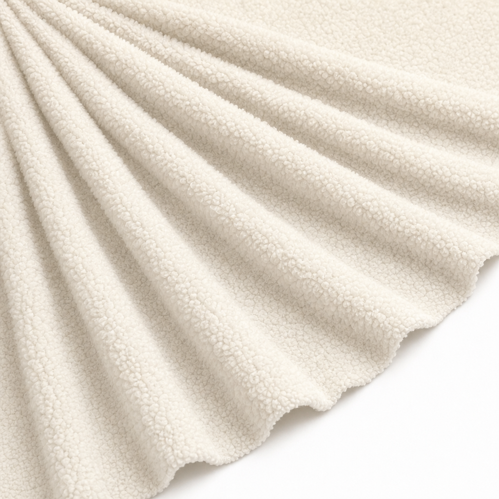 Tissu Fausse Fourrure Mouton Uni Blanc cassé